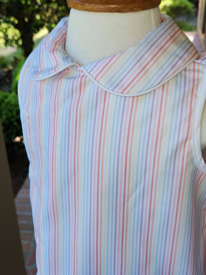 Unisex Summer Stripe Sleevless Top w/ Bloomer, Banded Shorts or Scallop Shorts