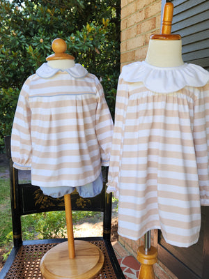 Tan Stripe Knit Float Dress (Dress & Dress w/ Matching Bloomer)