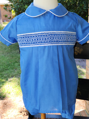 Blue Classic Smocked Peter Pan w/ Bloomer, Banded Shorts or Regular Shorts