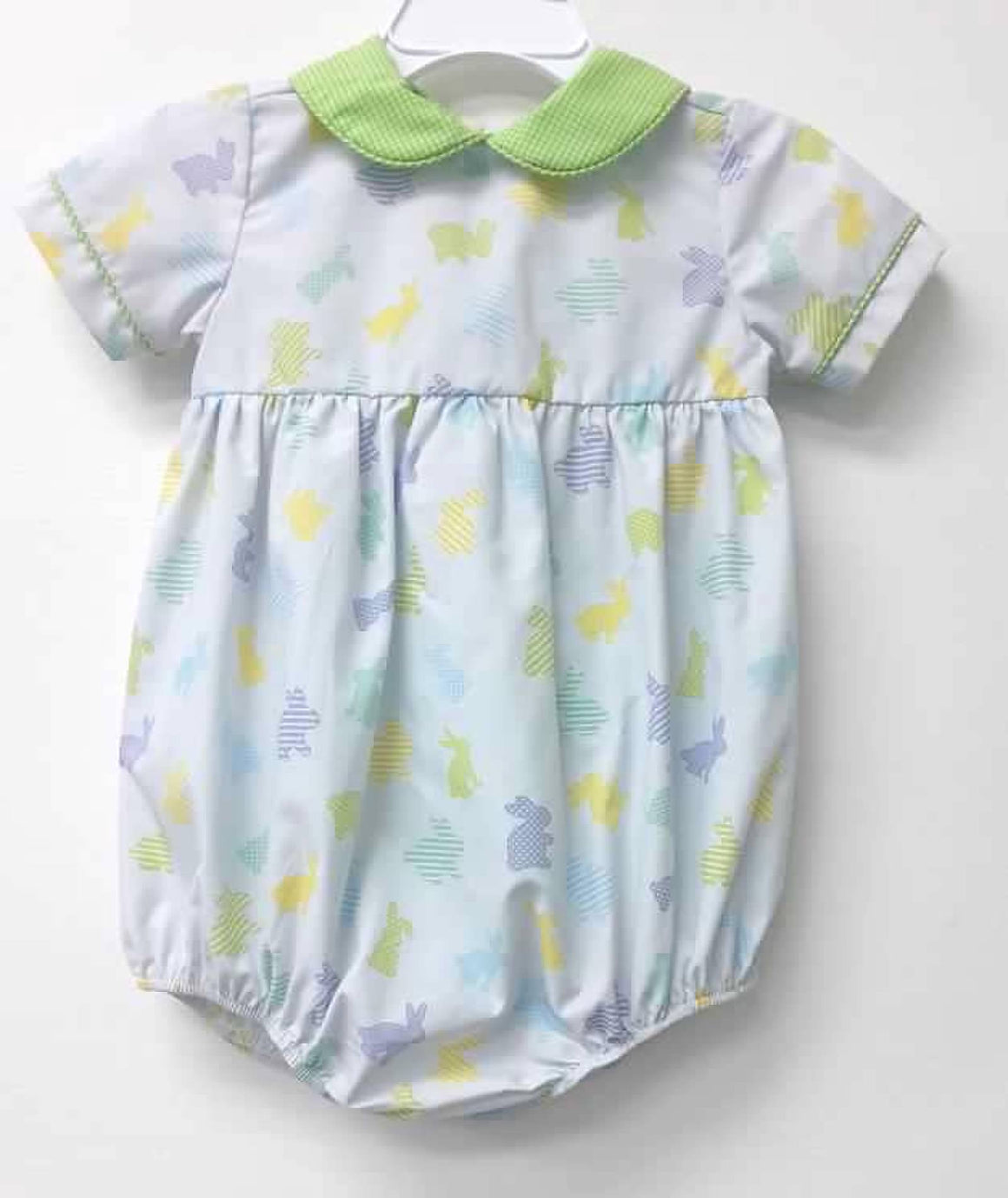 Boy Short Sleeve Bunnies and Gingham Bubble