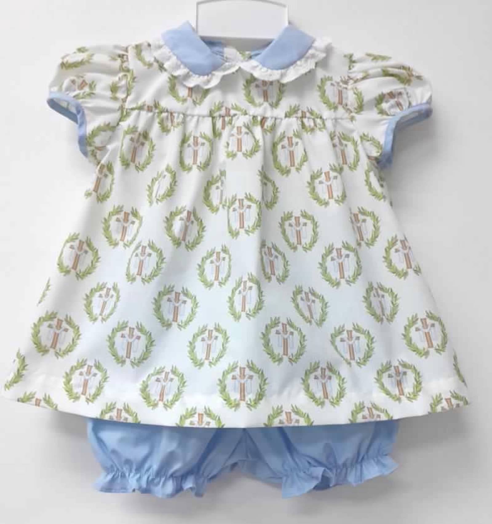 Girl Short Sleeve Cross Bloomer Set