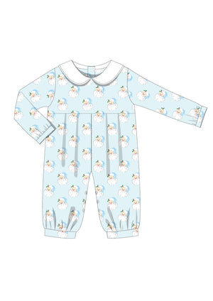 PREORDER Blue Sugarplum Santa Knit Bubble Romper - Unisex
