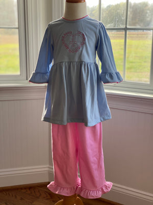 Joy in my Heart Girl Top w/ Knit Bloomers or Ruffle Pants