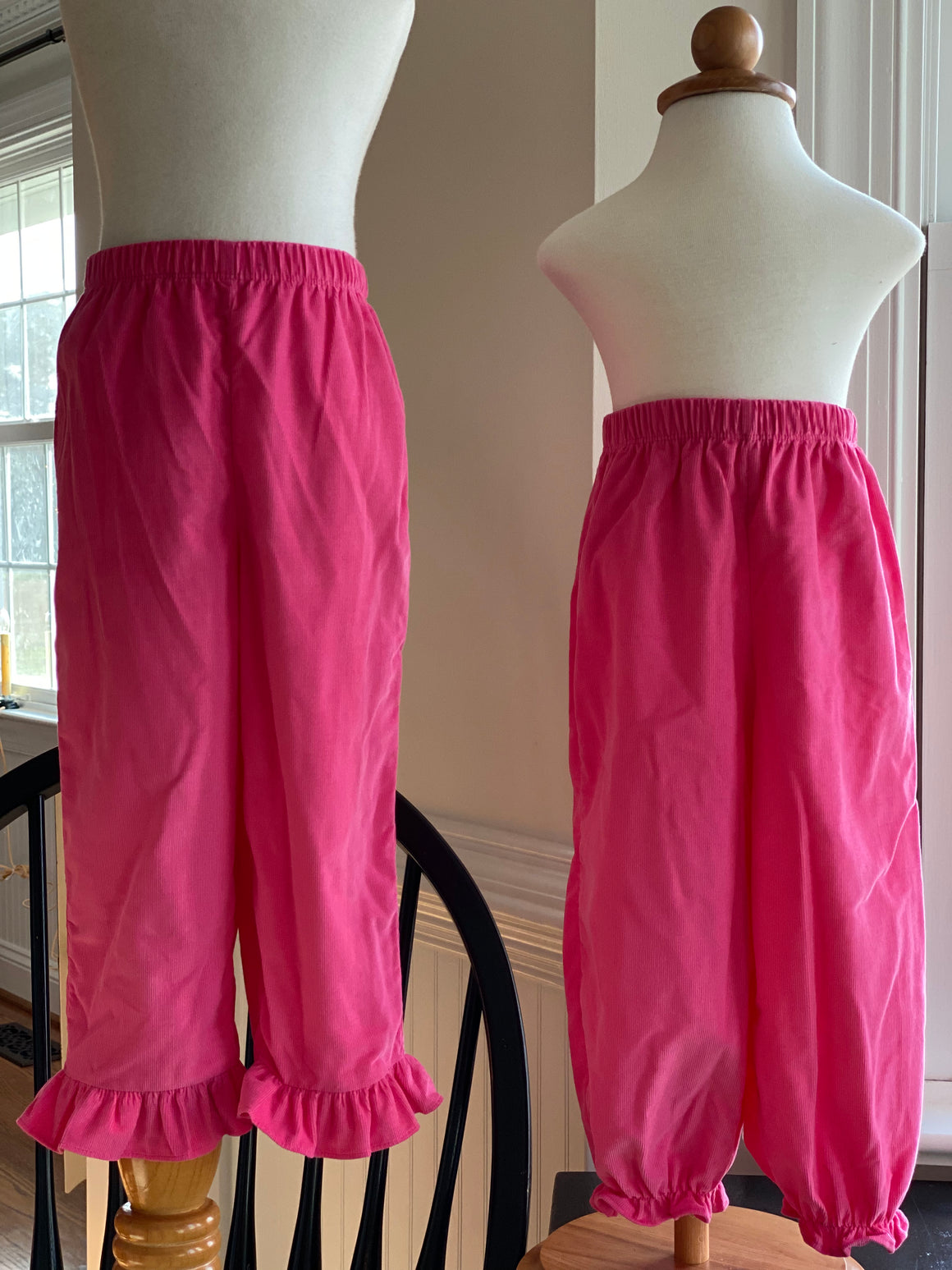 Girls Bright Pink Corduroy Bubble or Ruffle Pants