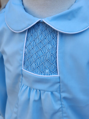 Boy Classic Blue Smocked Bubble