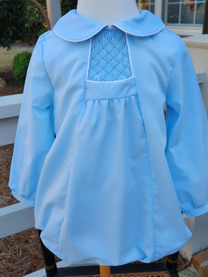 Boy Classic Blue Smocked Bubble