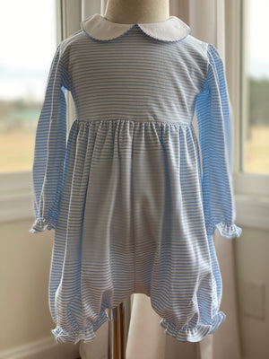 PIMA COTTON Blue Stripe Girls Bubble