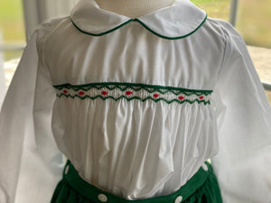 Classic Christmas Smocked Button on Bubble Set