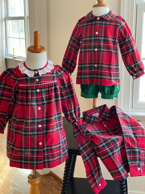 Jolly Plaid Girl Dress (bonus bloomers with size 2t - 4t)