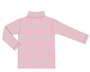 Pink Gingham Knit Turtleneck