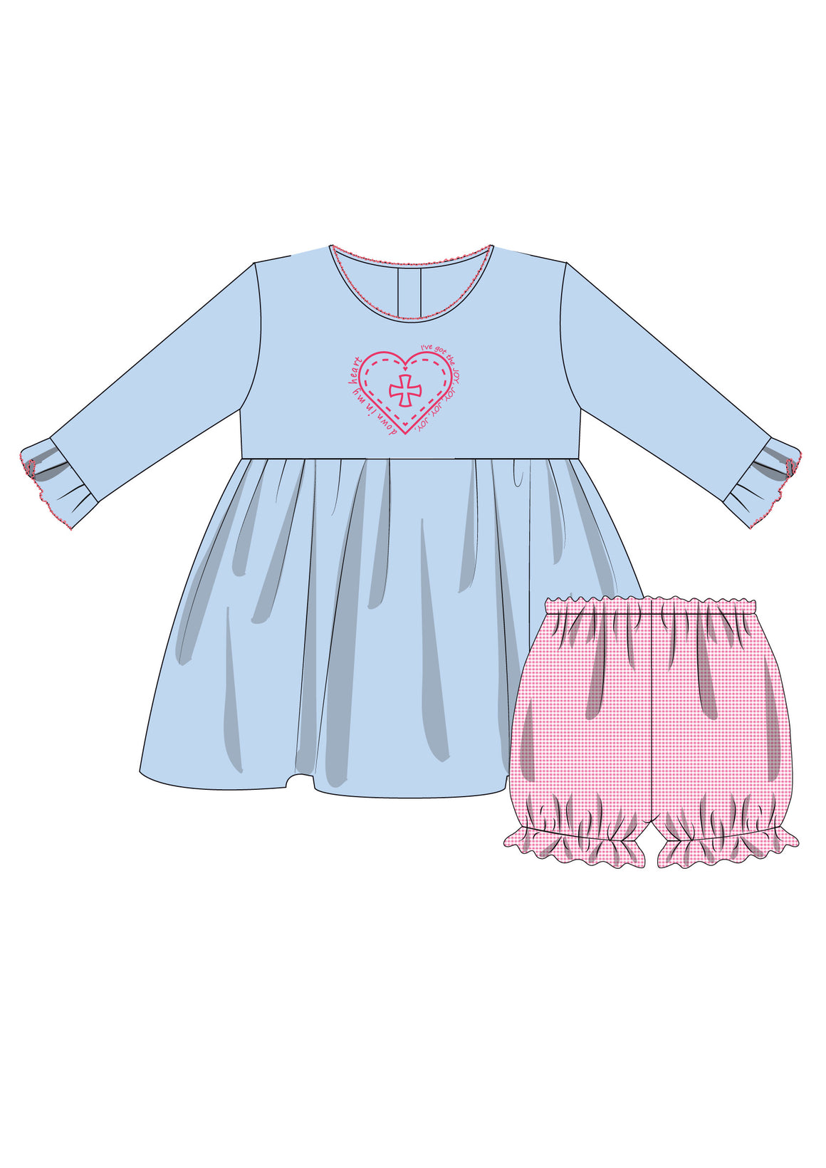 Joy in my Heart Girl Top w/ Knit Bloomers or Ruffle Pants