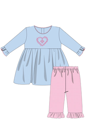 Joy in my Heart Girl Top w/ Knit Bloomers or Ruffle Pants