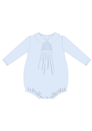 Boy Classic Blue Smocked Bubble